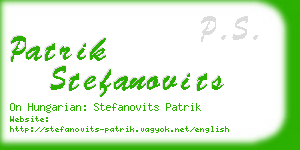 patrik stefanovits business card